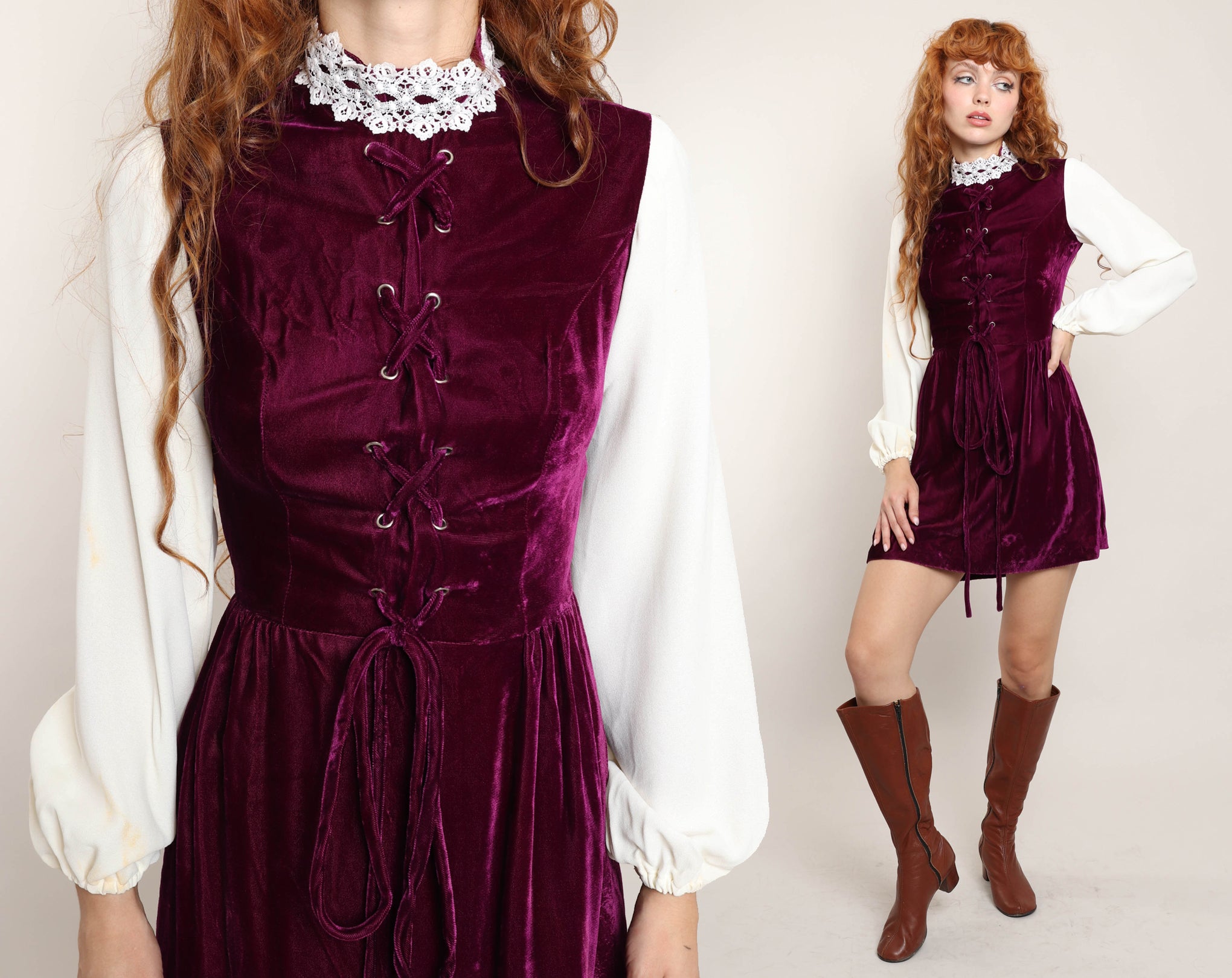 Velvet peasant shop dress