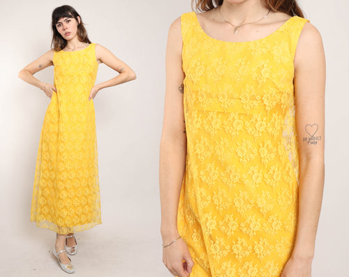 60s Yellow Lace Dress