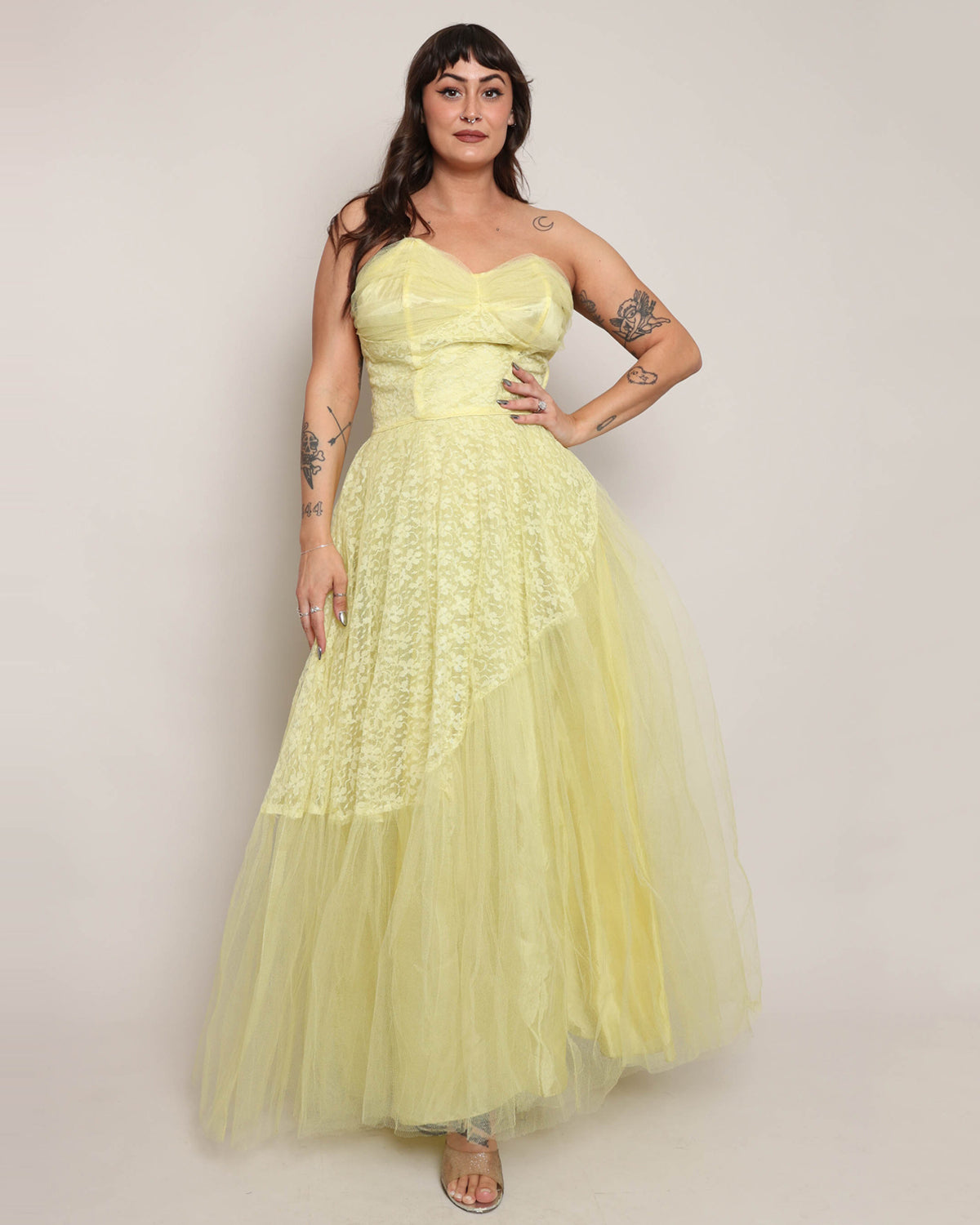 50s Yellow Tulle Gown – Luxie Vintage