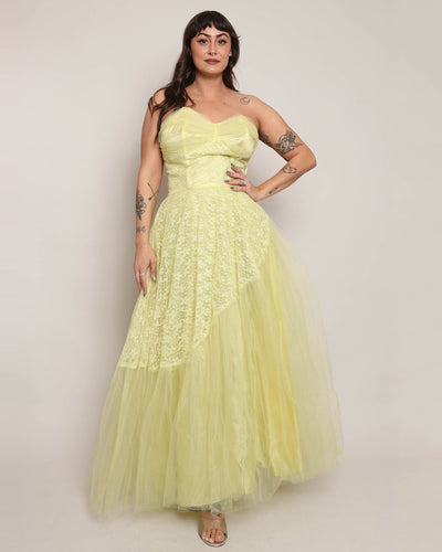 50s Yellow Tulle Gown