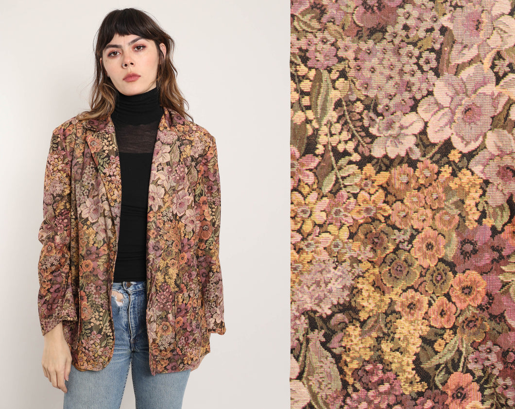90s Muted Floral Blazer