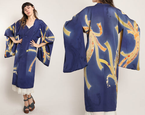 60s Abstract Silk Kimono