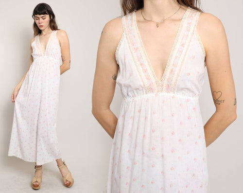 70s Pink Floral Nightgown