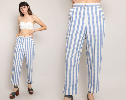 90s Striped Cotton Pants