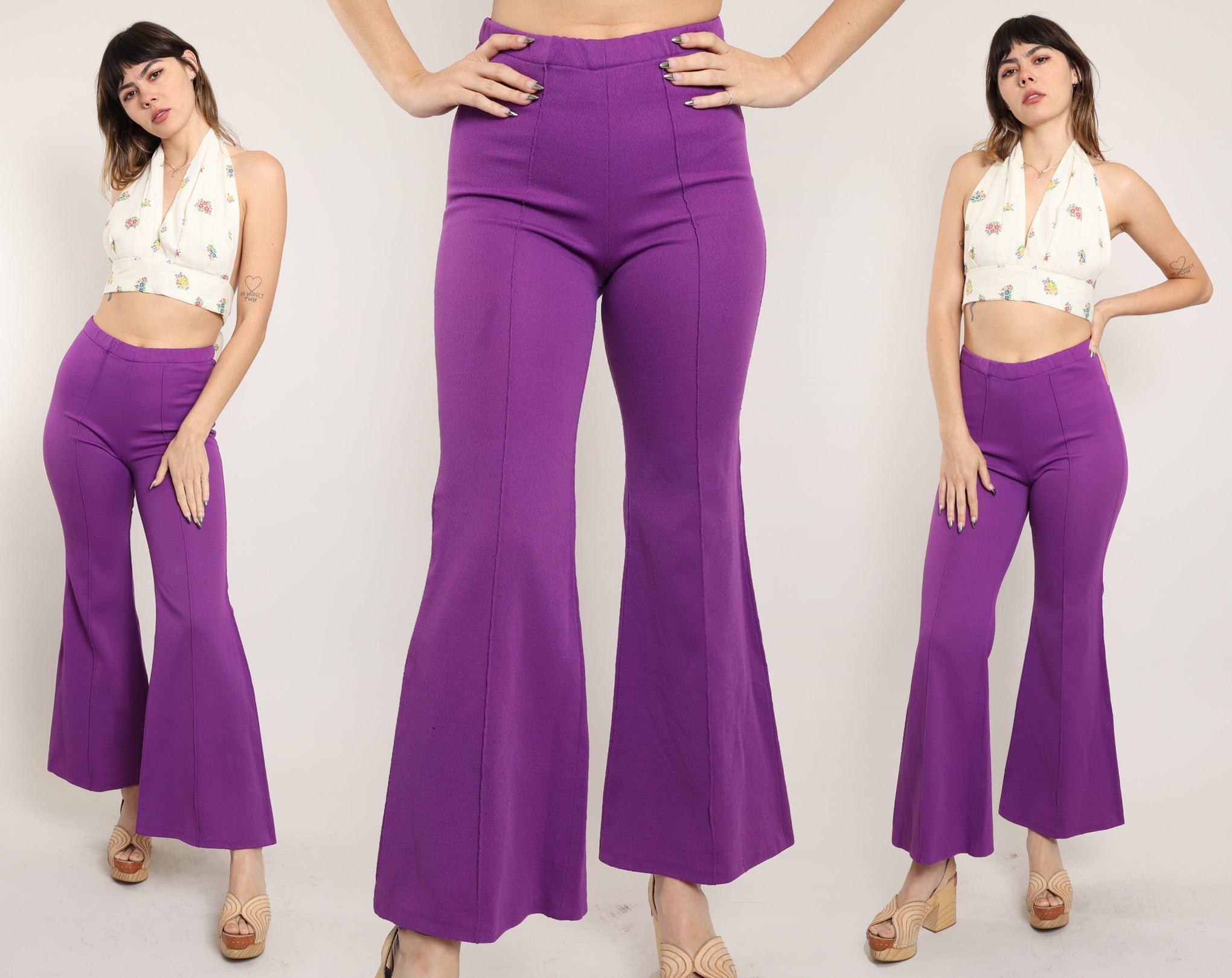 70s Fashion on X: Everyone needs a pair of purple pants #1970s #fashion # purple #flares  / X
