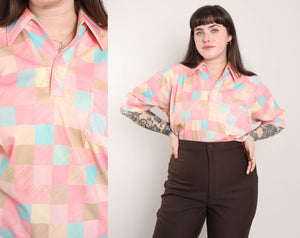 70s Pastel Checkered Shirt