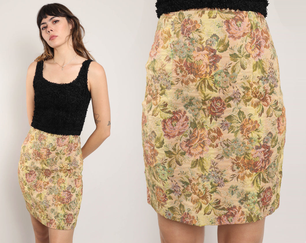 00s Floral Tapestry Skirt