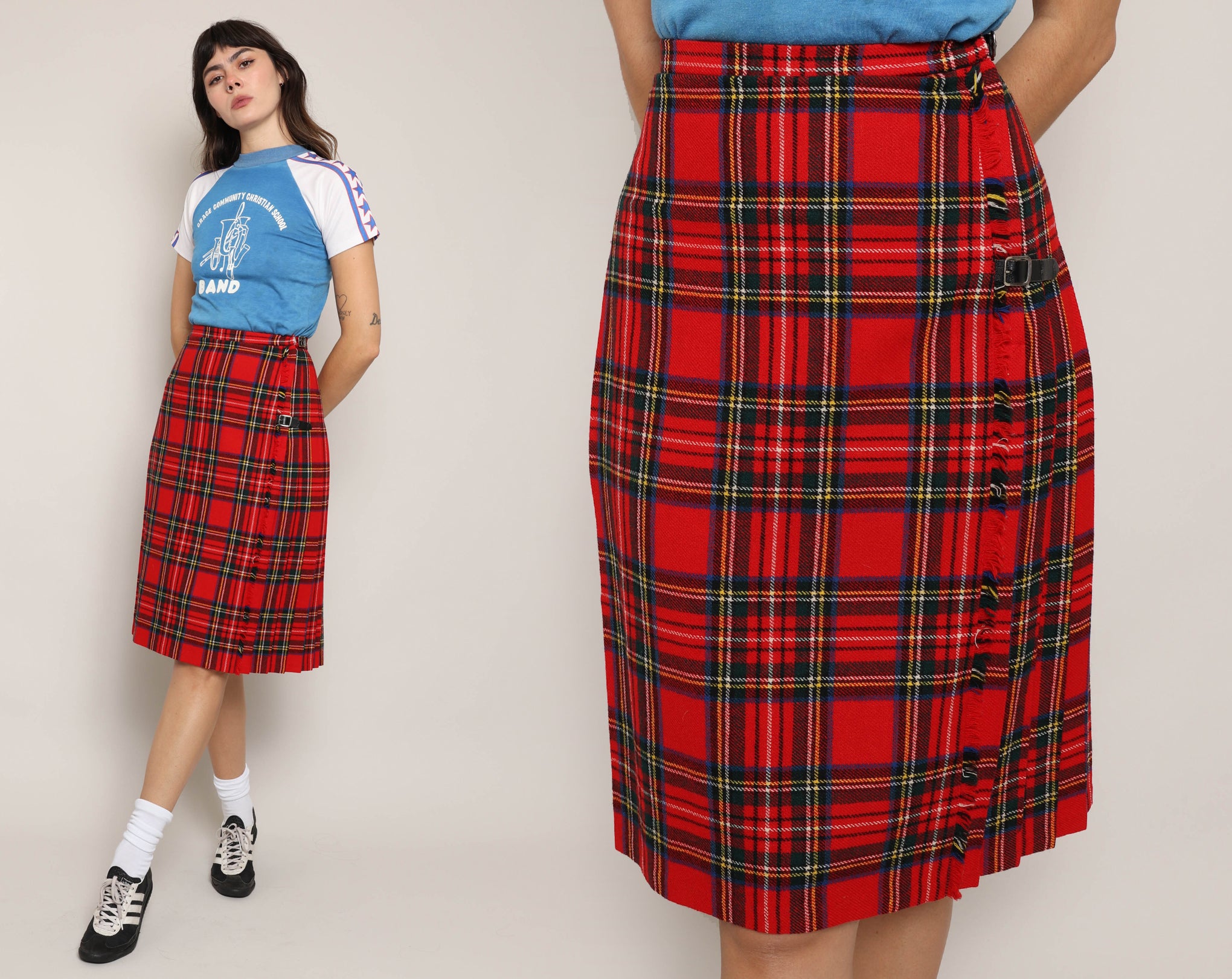 90s red plaid skirt hotsell