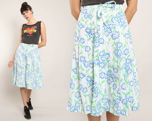 70s Drawstring Floral Skirt