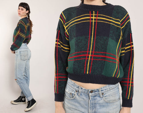 80s Plaid Knit Sweater