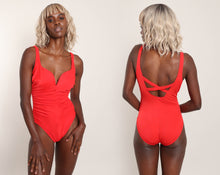 90s Red Ruched Swimsuit
