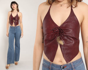 80s Leather Halter Top