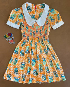 70s Cat Novelty Print Dress