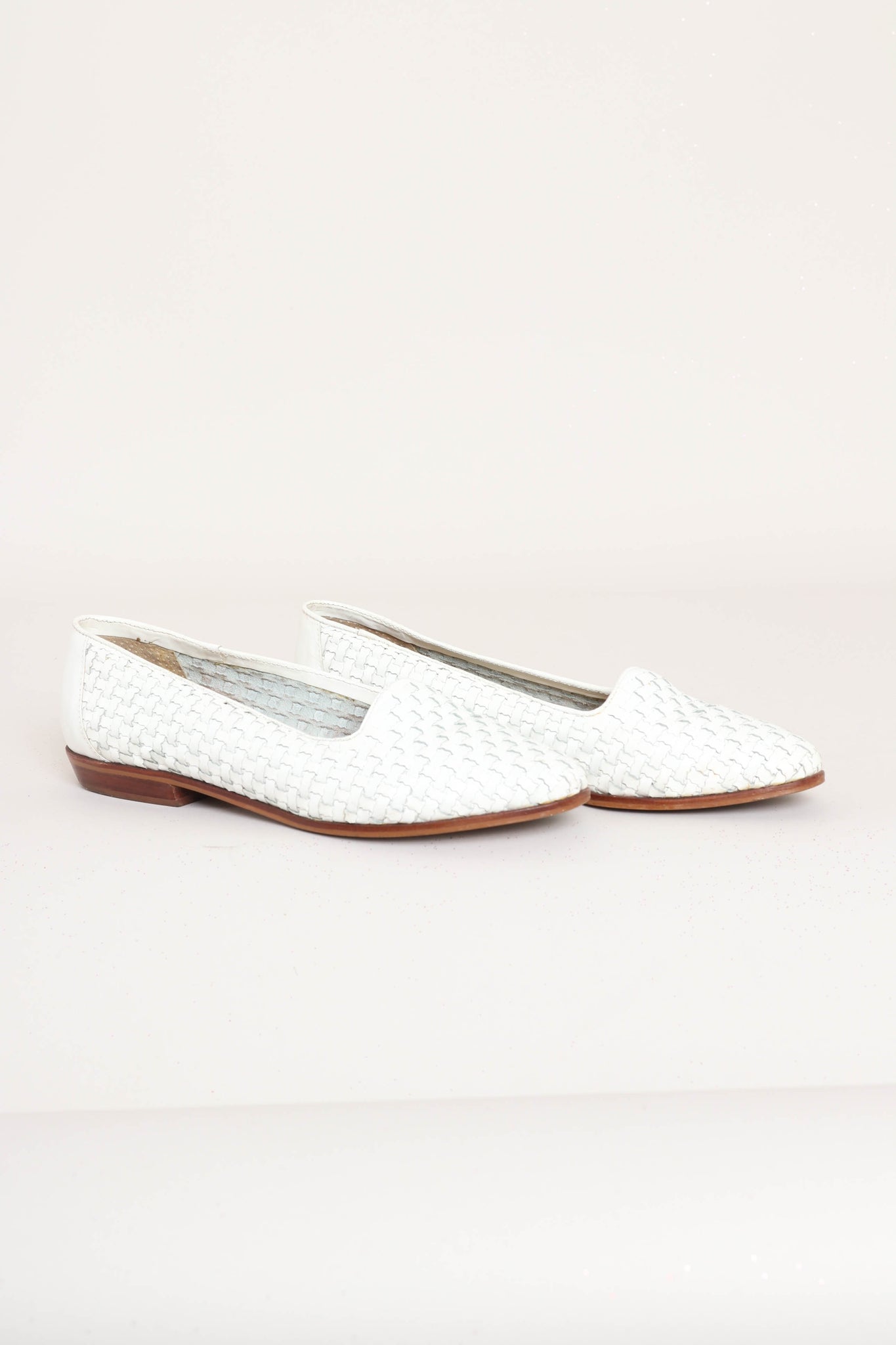 White woven flats sale