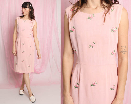 ❤️ 50s Rose Appliqué Dress