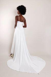 70s Lettuce Hem Gown With Train