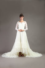 80s Tiered Lace Wedding Gown With Long Train