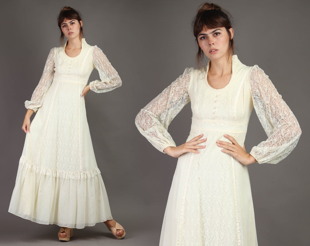 Cream Lace Victorian Dress