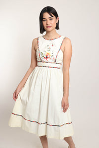 70s Embroidered Prairie Dress