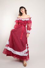 80s Maroon Chiffon Gown