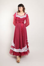 80s Maroon Chiffon Gown
