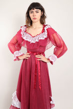 80s Maroon Chiffon Gown