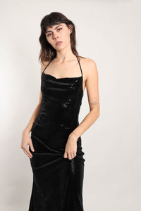 90s Black Sequined Dress