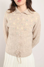 80s Oatmeal Embroidered Cardigan