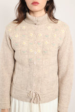 80s Oatmeal Embroidered Cardigan
