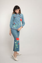 70s Denim Floral Pants Set