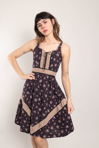 70s Black Prairie Dress