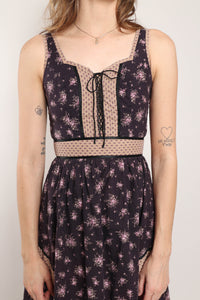 70s Black Prairie Dress
