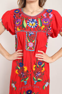 70s Red Oaxacan Dress