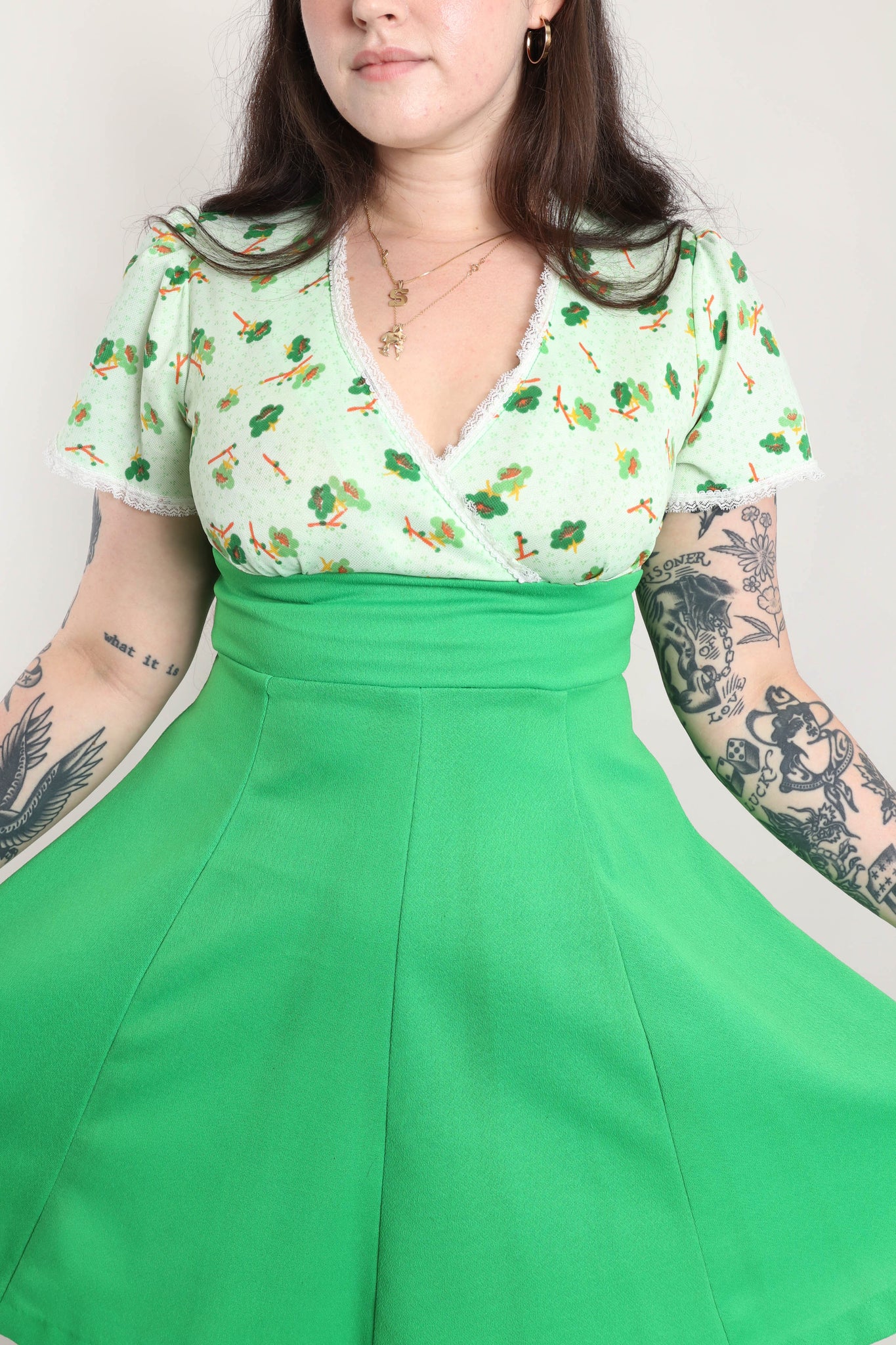 70s Green Babydoll Dress 70s Green Babydoll Dress