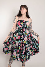 70s Black Floral Sun Dress