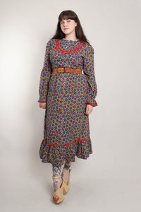 70s Floral Prairie Dress