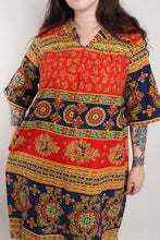 70s Block Print House Dress