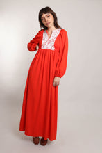 70s Red Prairie Dress