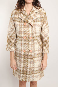 70s Plaid Tweed Coat