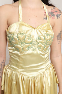 50s Yellow Satin Gown