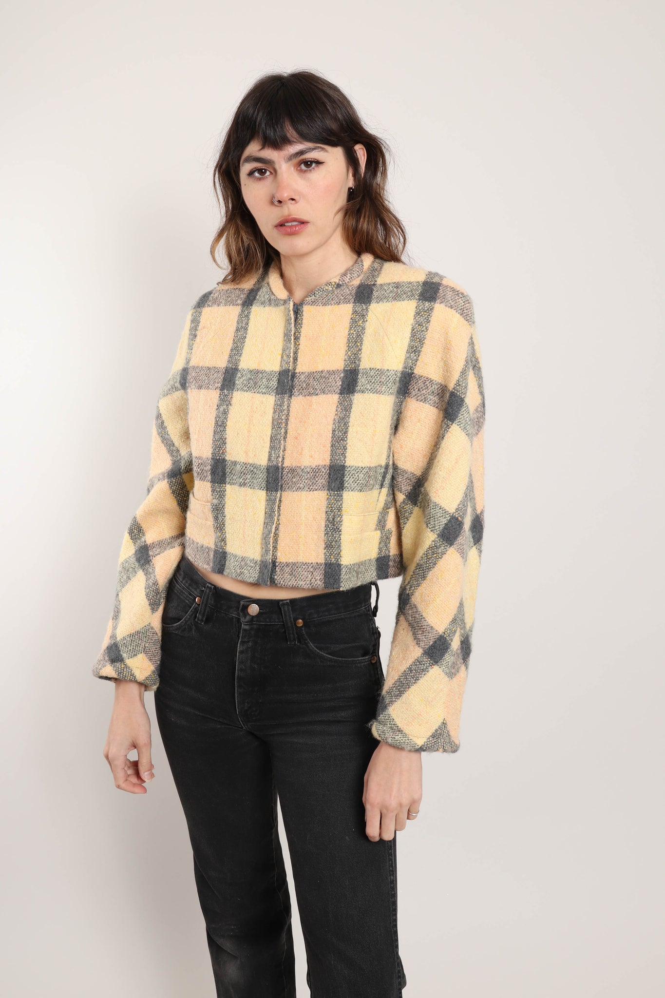 80's Vintage Mohair plaid jacket-secretariasocios