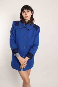 80s Blue Wool Coat
