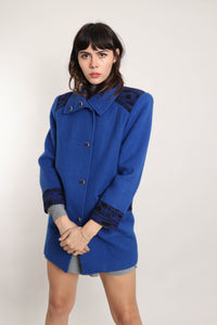 80s Blue Wool Coat