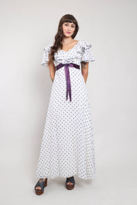 70s Polka Dot Prairie Dress