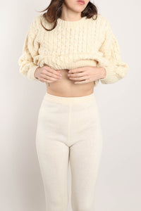 80s Ivory Wool Pants