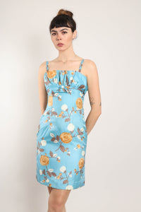 60s Blue Floral Dress