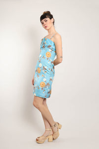 60s Blue Floral Dress