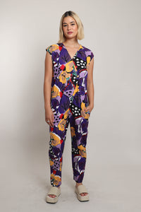 80s Abstract Floral Jumpsuit