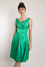 60s Green Satin Dress