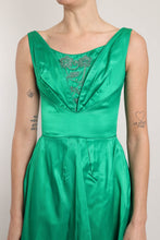 60s Green Satin Dress
